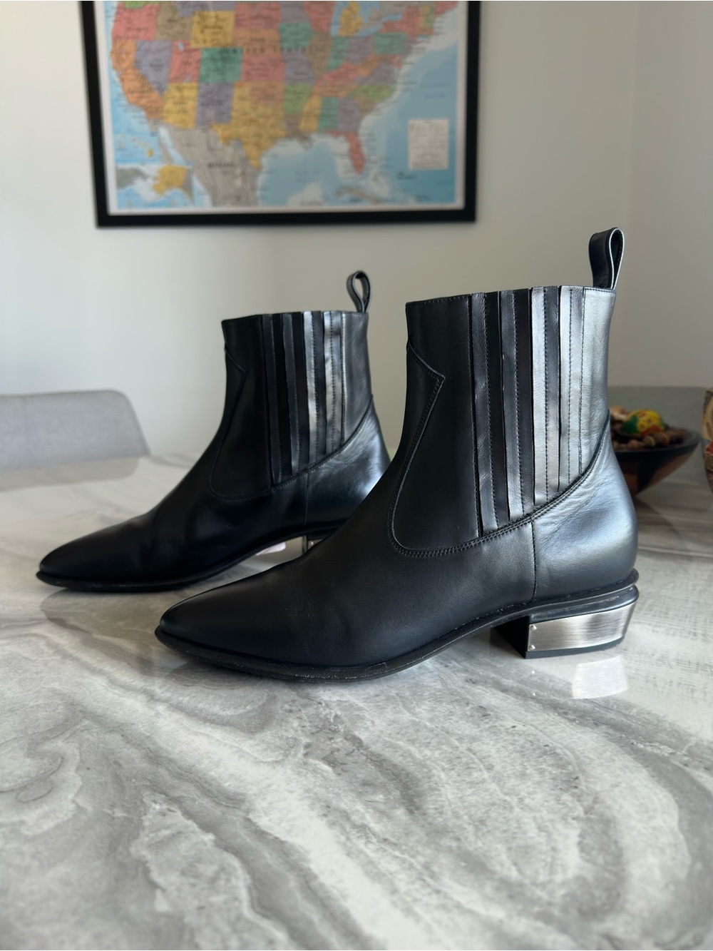 KATE CATE Cowboy Black Calfskin Nappa Ankle Boots